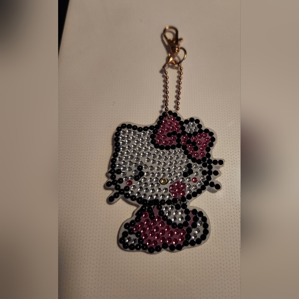 Hello Kitty Completed Diamond Painting Keychain